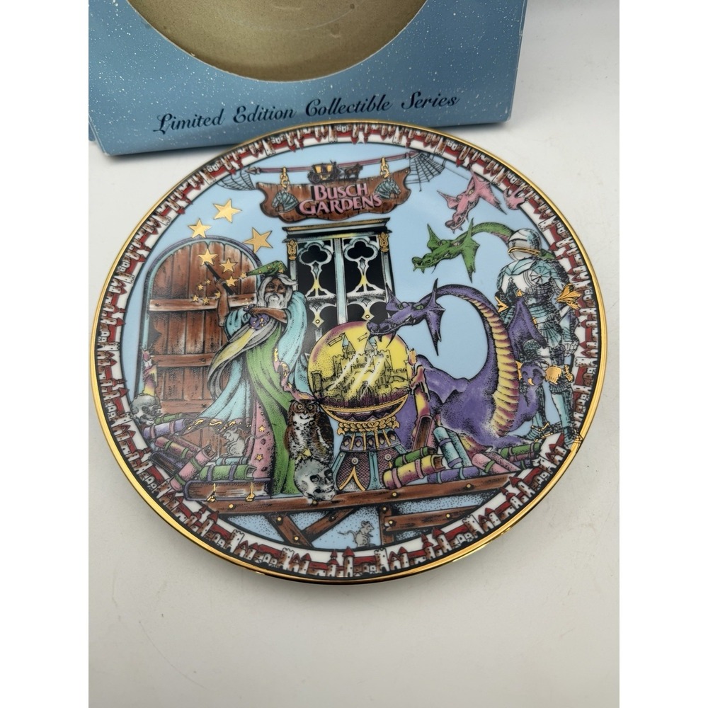 Busch Gardens Williamsburg Merlin Dragon Limited Edition Plate #19/2000 w/ Box